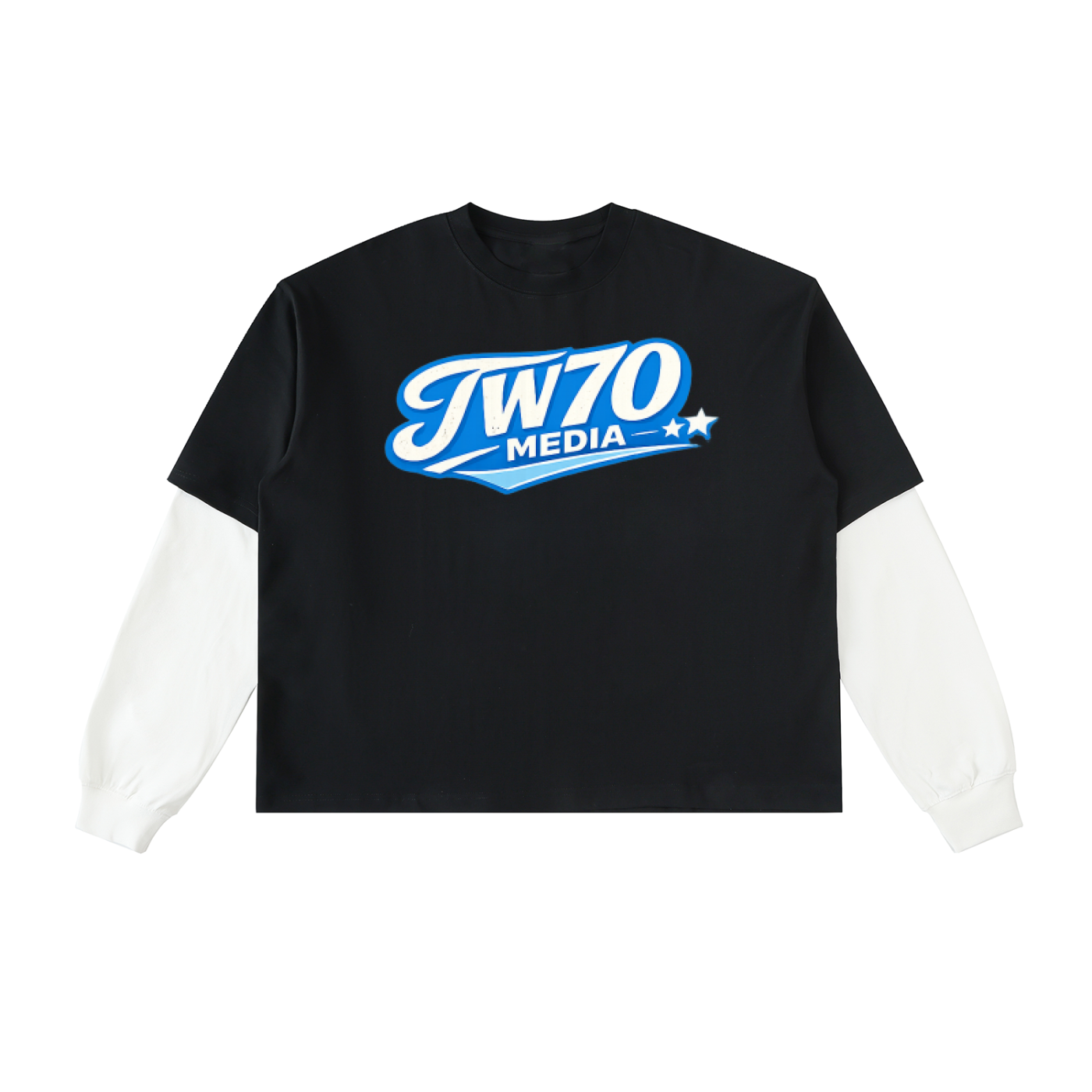 Layered Contrast Sleeve Cotton T-Shirt